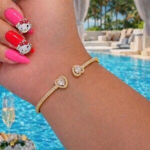 Adjustable Heart Bracelet Cz Db 7 D